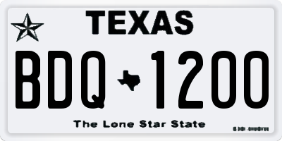 TX license plate BDQ1200