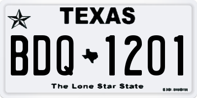 TX license plate BDQ1201