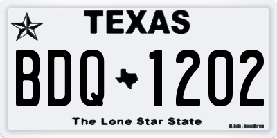 TX license plate BDQ1202