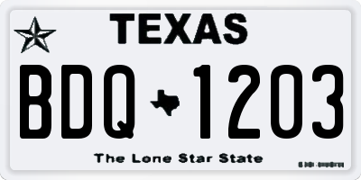 TX license plate BDQ1203