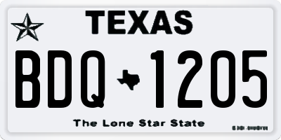 TX license plate BDQ1205