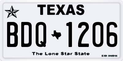 TX license plate BDQ1206