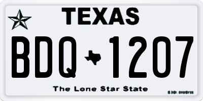 TX license plate BDQ1207
