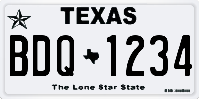 TX license plate BDQ1234