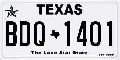 TX license plate BDQ1401