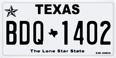 TX license plate BDQ1402