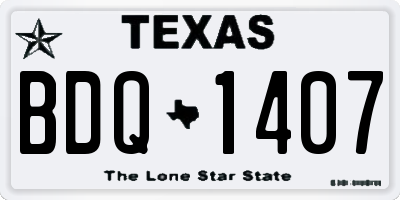 TX license plate BDQ1407
