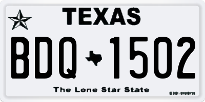 TX license plate BDQ1502