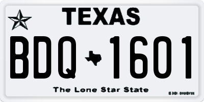 TX license plate BDQ1601
