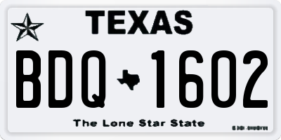 TX license plate BDQ1602