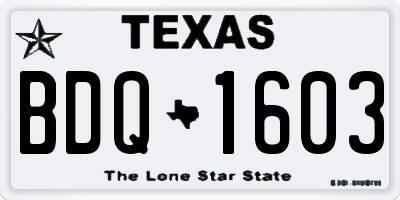 TX license plate BDQ1603