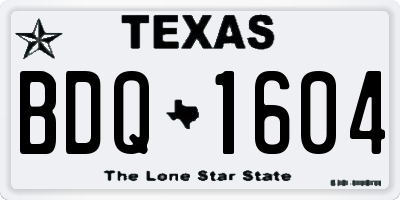 TX license plate BDQ1604