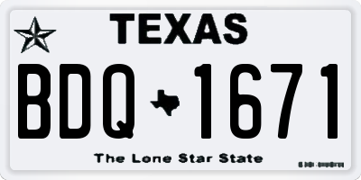 TX license plate BDQ1671