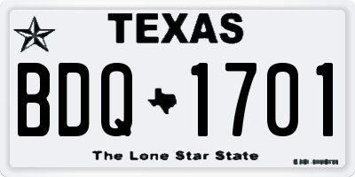 TX license plate BDQ1701