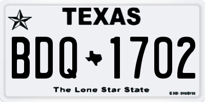 TX license plate BDQ1702