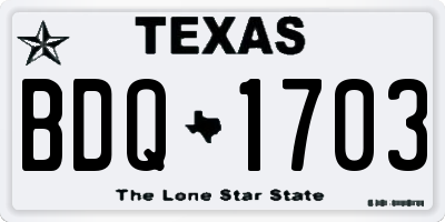 TX license plate BDQ1703