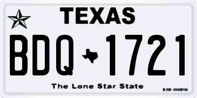 TX license plate BDQ1721