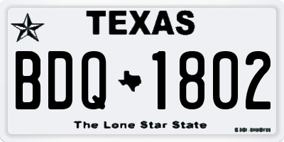 TX license plate BDQ1802
