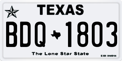 TX license plate BDQ1803