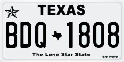 TX license plate BDQ1808