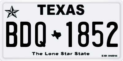 TX license plate BDQ1852