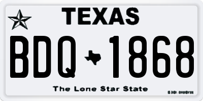 TX license plate BDQ1868
