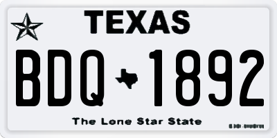 TX license plate BDQ1892