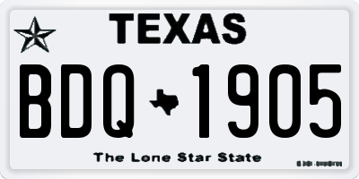 TX license plate BDQ1905