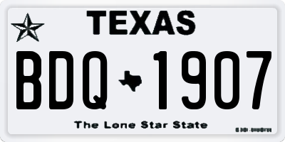 TX license plate BDQ1907