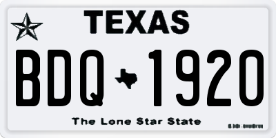 TX license plate BDQ1920