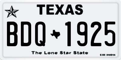 TX license plate BDQ1925