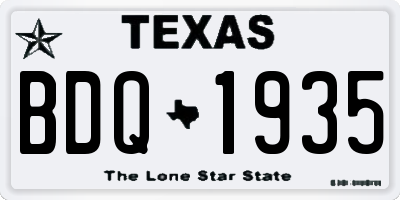 TX license plate BDQ1935
