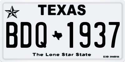 TX license plate BDQ1937