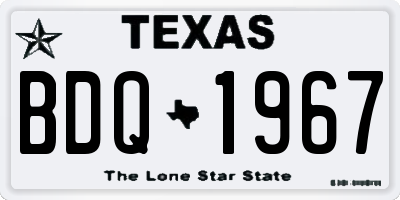 TX license plate BDQ1967