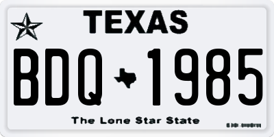 TX license plate BDQ1985