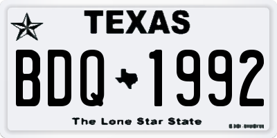 TX license plate BDQ1992