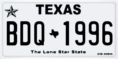 TX license plate BDQ1996