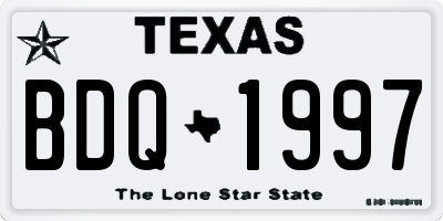 TX license plate BDQ1997