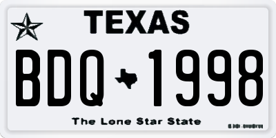 TX license plate BDQ1998