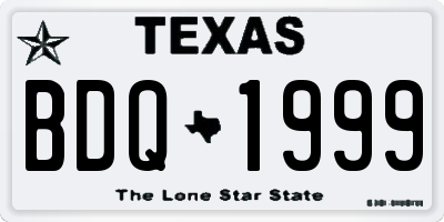 TX license plate BDQ1999