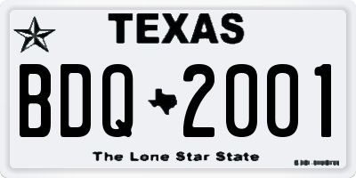 TX license plate BDQ2001
