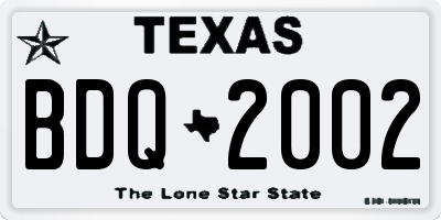 TX license plate BDQ2002
