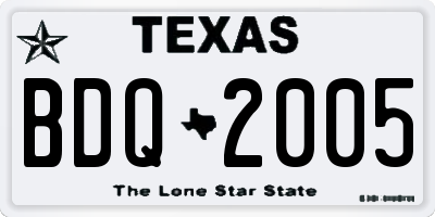 TX license plate BDQ2005