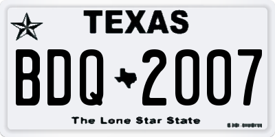 TX license plate BDQ2007
