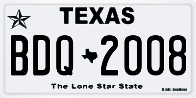 TX license plate BDQ2008