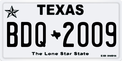 TX license plate BDQ2009