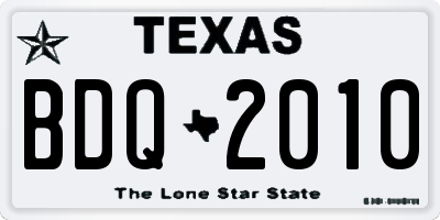 TX license plate BDQ2010
