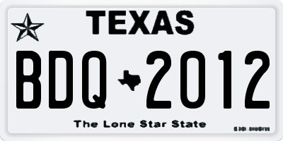 TX license plate BDQ2012