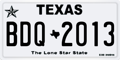 TX license plate BDQ2013