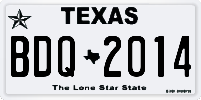 TX license plate BDQ2014